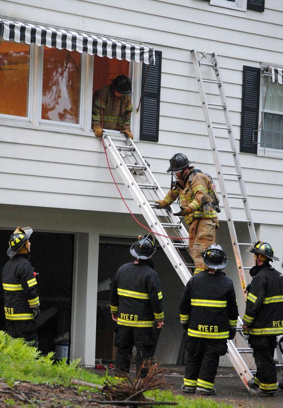Rye Firefighters practice ladder bailouts with Top Rung Training Associates 5/22/2011